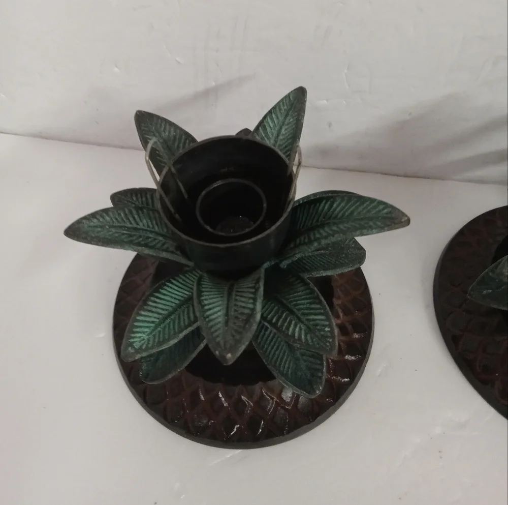 2 Pair Vintage/Antique Brass/Copper PALM TREE Candle Holder
